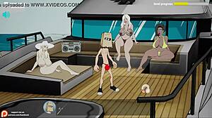 Orgie de dessins animés avec sexe anal et grosse bite sur un yacht de luxe