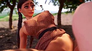 Futanari dengan zakar besar mengambil gadis dalam adegan seks anal