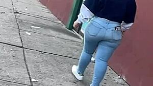 Hidden camera captures a stunning Latina's juicy booty