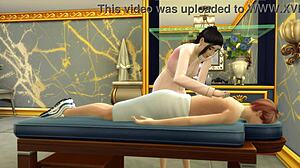 Madrastra coreana le da un masaje sensual a su hijastro en su nuevo salón