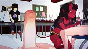 Fata 3D excitată face o muie și primește o ejaculare într-un videoclip animat