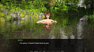 3D 포르노 게임: 강가에서 Audrey와 Lizzie와 함께하는 Jhons의 에로틱 어드벤처