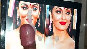 Aishwarya rai's face covered in cum in Indian cock worship
