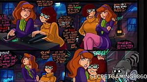 Daphnes leidenschaftliches Lecken von Velmas engem Poloch bei einer Halloween-Lesbenbegegnung