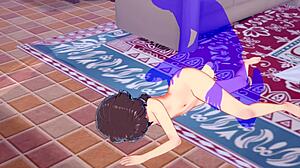 日本动漫女孩小熊的Megumin在这个Hentai视频中被操并射精