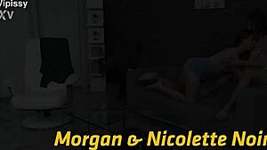 Intimno srečanje v kopalnici z Morgan in Nicolette Noir